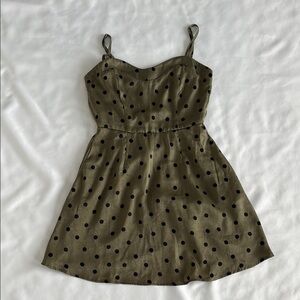 Mi Ami Olive and Black Polkadot Dress Sz SM‎